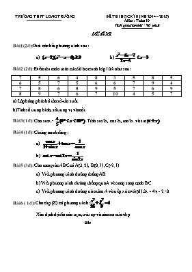 Kiểm tra học kì II môn Toán lớp 10 - Mã đề 261